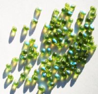 100 4x6mm Transparent Matte Olive AB Drop Beads
